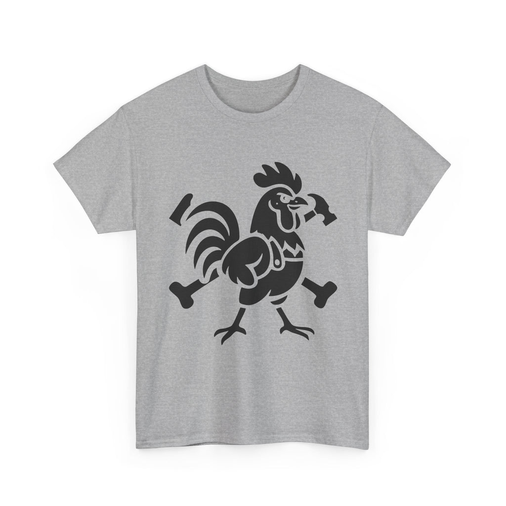 Hammered Rooster Graphic Tee, Unisex Heavy Cotton T-Shirt, Vintage Animal Print Shirt, Farmhouse Style Apparel, Casual Gift for Men and Women