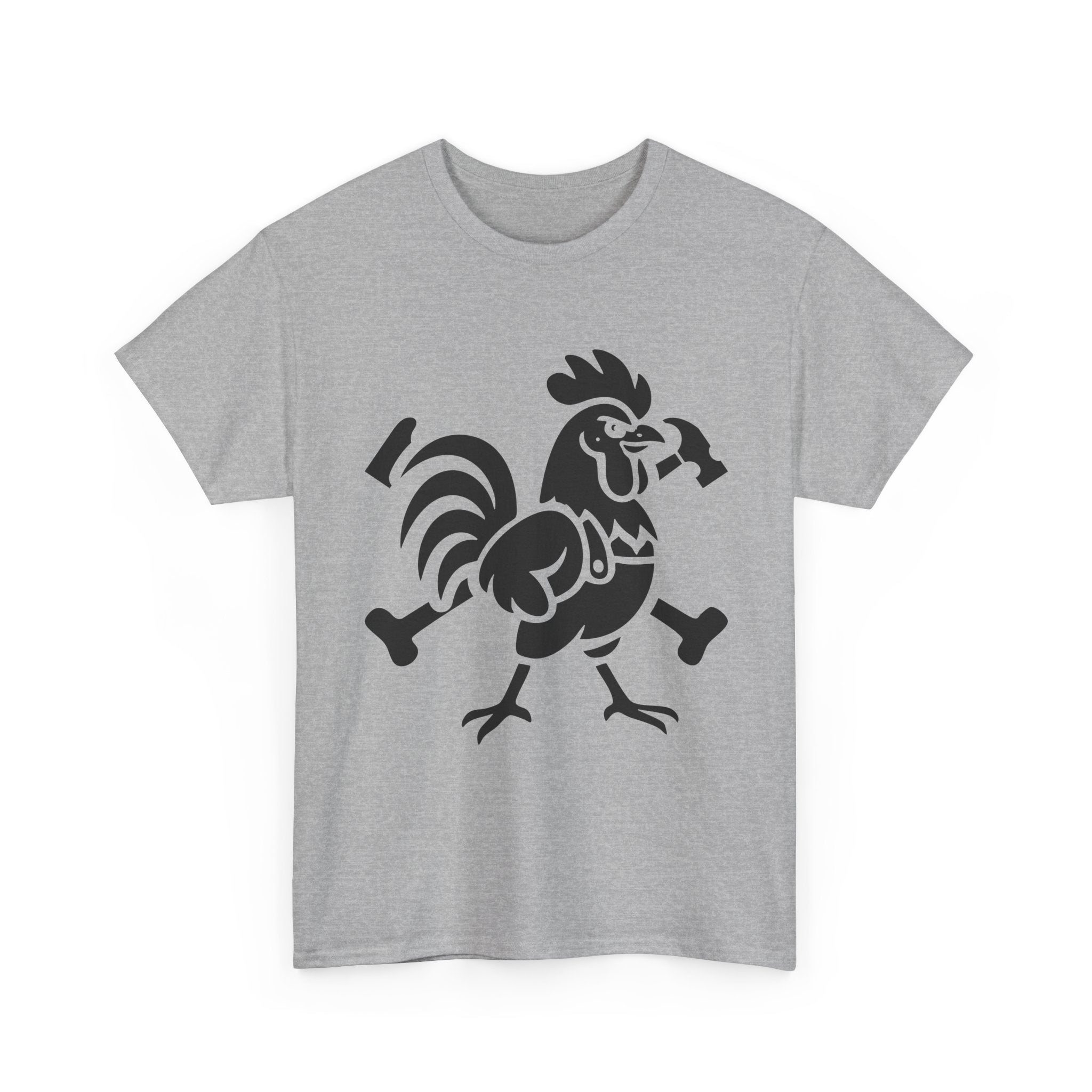 Hammered Rooster Graphic Tee, Unisex Heavy Cotton T-Shirt, Vintage Animal Print Shirt, Farmhouse Style Apparel, Casual Gift for Men and Women