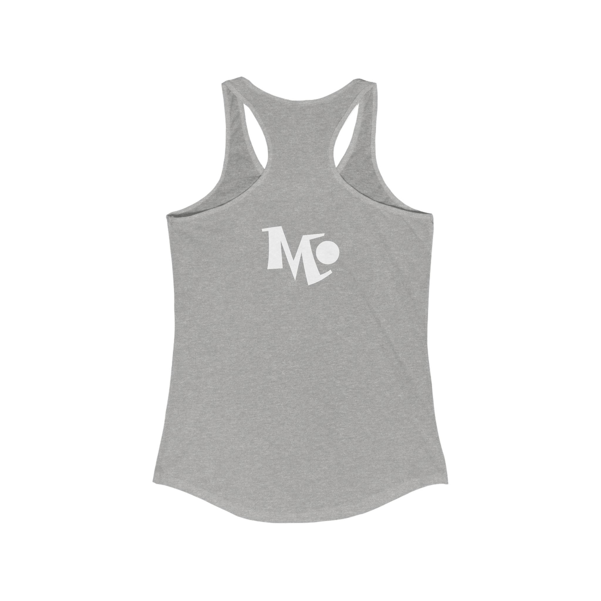 Microdahts Paint Logo Throw Back Ideal Women's Racerback Tank, Summer Fitness Shirt, Casual Athleisure Top, Gift for Active Women, Workout Wear, Vacation Apparel