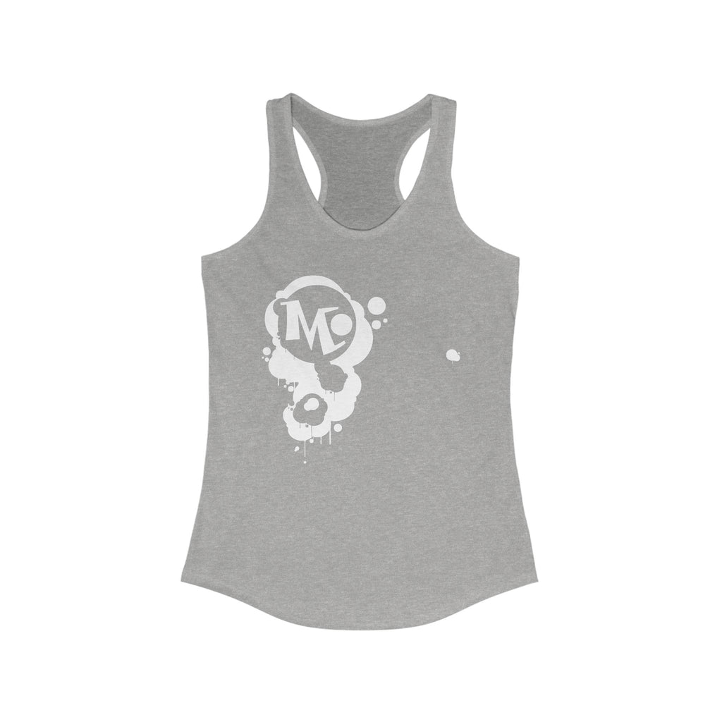 Microdahts Paint Logo Throw Back Ideal Women's Racerback Tank, Summer Fitness Shirt, Casual Athleisure Top, Gift for Active Women, Workout Wear, Vacation Apparel