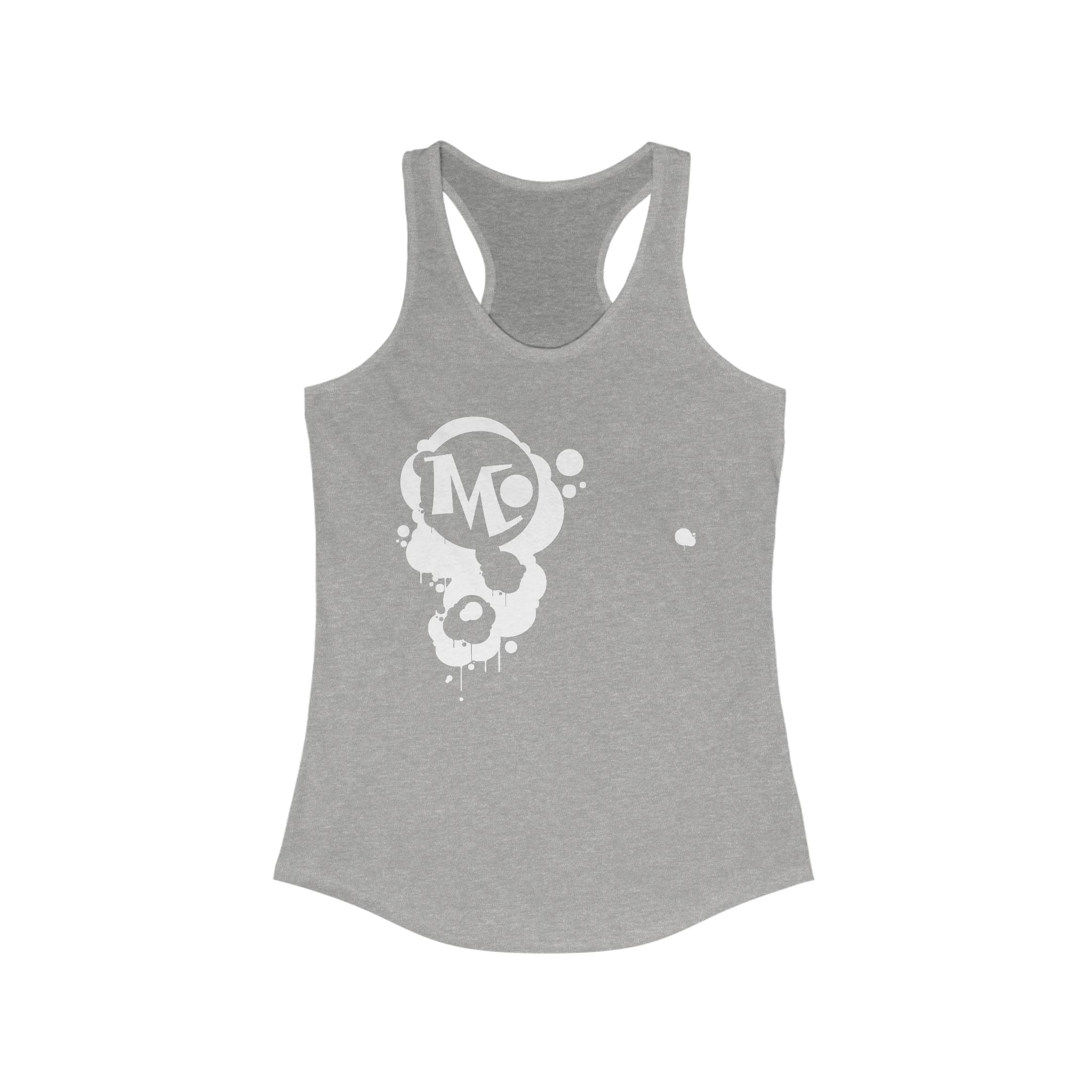 Microdahts Paint Logo Throw Back Ideal Women's Racerback Tank, Summer Fitness Shirt, Casual Athleisure Top, Gift for Active Women, Workout Wear, Vacation Apparel