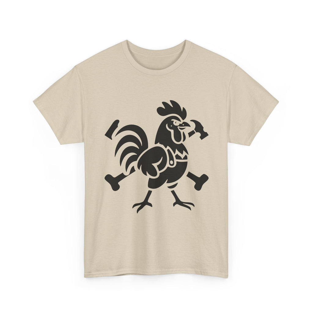 Hammered Rooster Graphic Tee, Unisex Heavy Cotton T-Shirt, Vintage Animal Print Shirt, Farmhouse Style Apparel, Casual Gift for Men and Women
