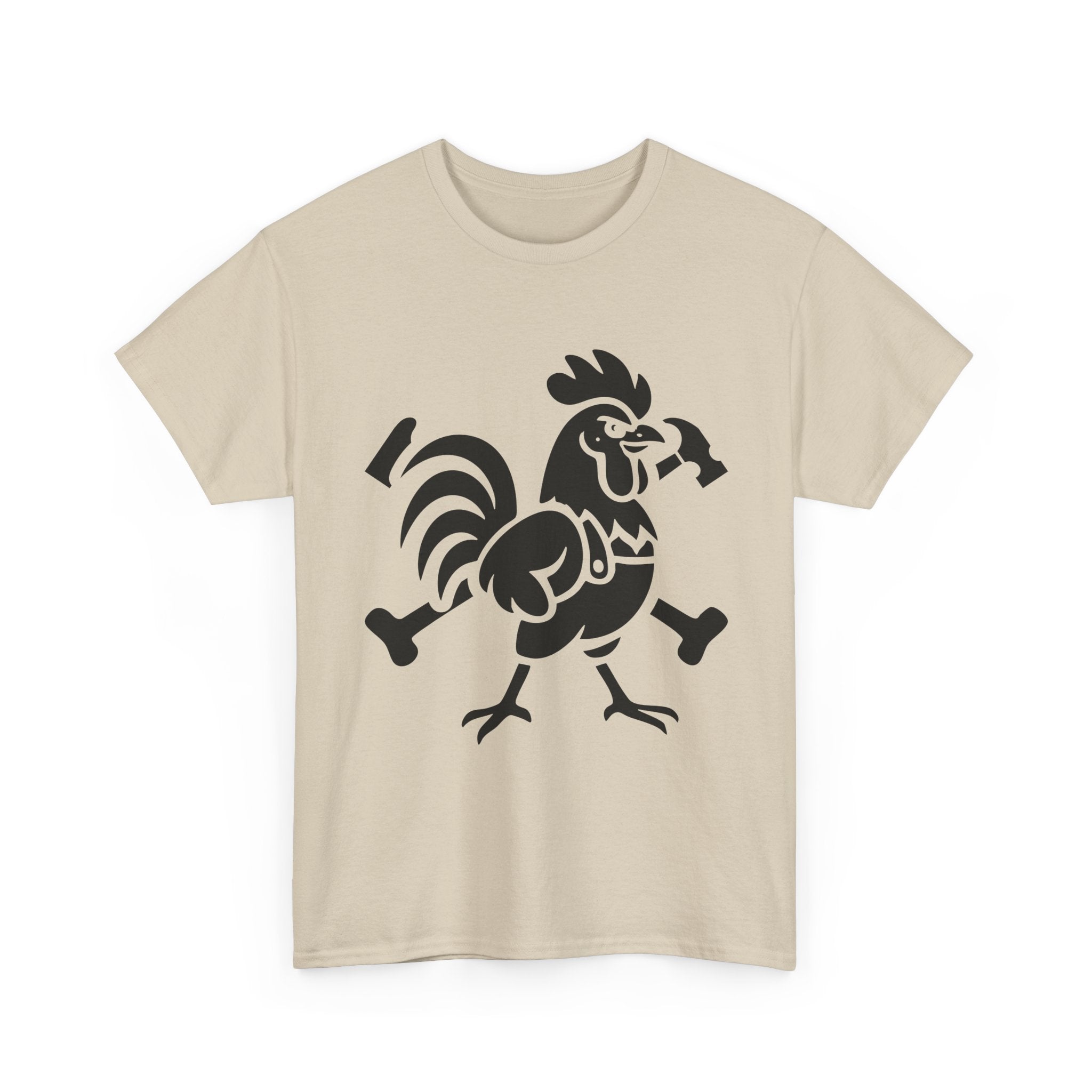 Hammered Rooster Graphic Tee, Unisex Heavy Cotton T-Shirt, Vintage Animal Print Shirt, Farmhouse Style Apparel, Casual Gift for Men and Women