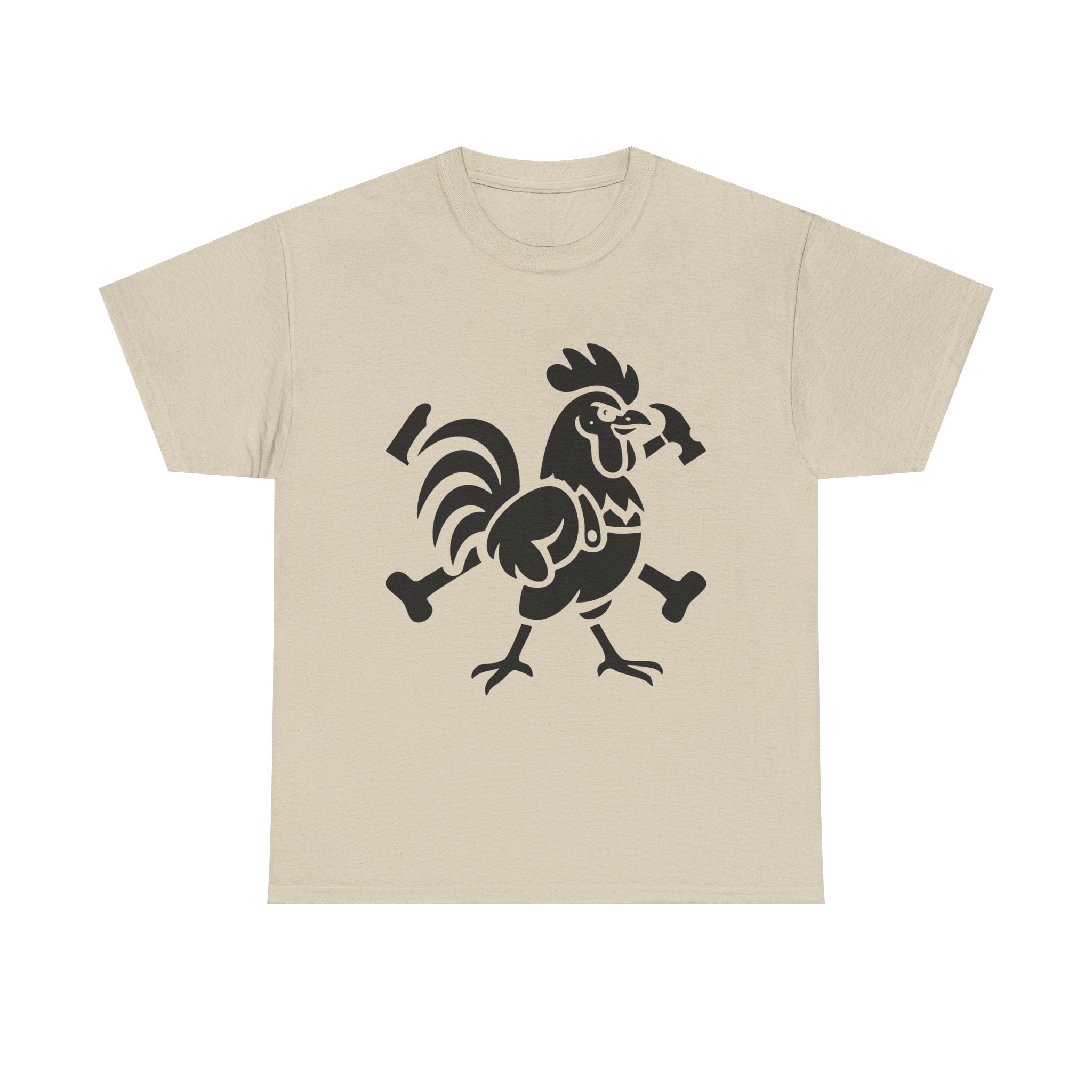 Hammered Rooster Graphic Tee, Unisex Heavy Cotton T-Shirt, Vintage Animal Print Shirt, Farmhouse Style Apparel, Casual Gift for Men and Women