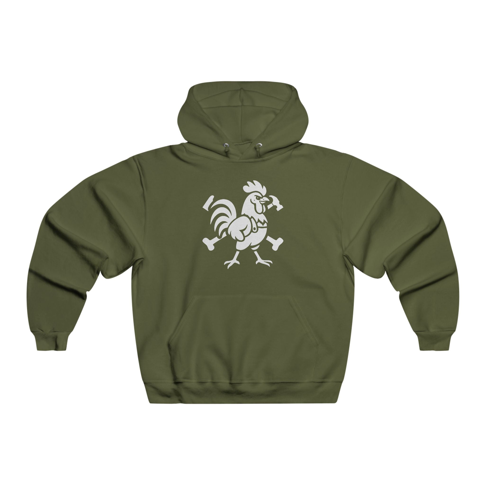 Hammered Rooster Hooded Sweatshirt, Casual Wear, Gift for Men, Farmhouse Style, Perfect for Any Occasion