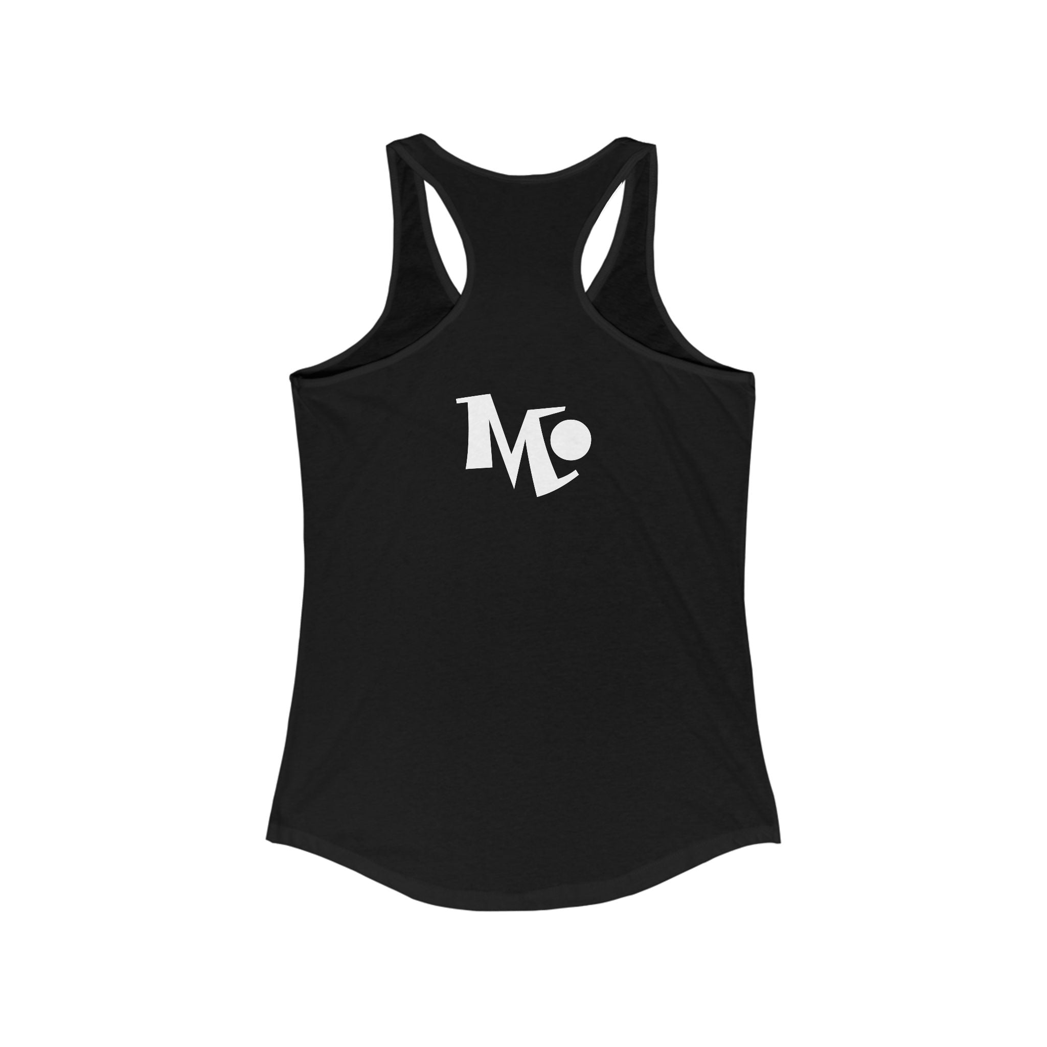 Microdahts Paint Logo Throw Back Ideal Women's Racerback Tank, Summer Fitness Shirt, Casual Athleisure Top, Gift for Active Women, Workout Wear, Vacation Apparel