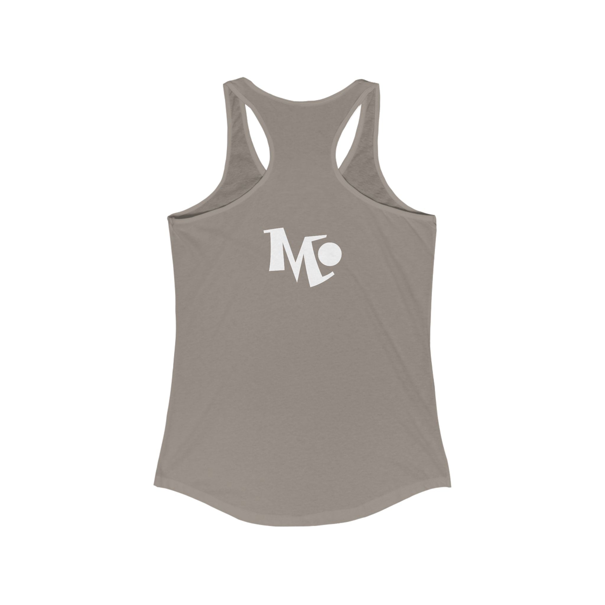 Microdahts Paint Logo Throw Back Ideal Women's Racerback Tank, Summer Fitness Shirt, Casual Athleisure Top, Gift for Active Women, Workout Wear, Vacation Apparel