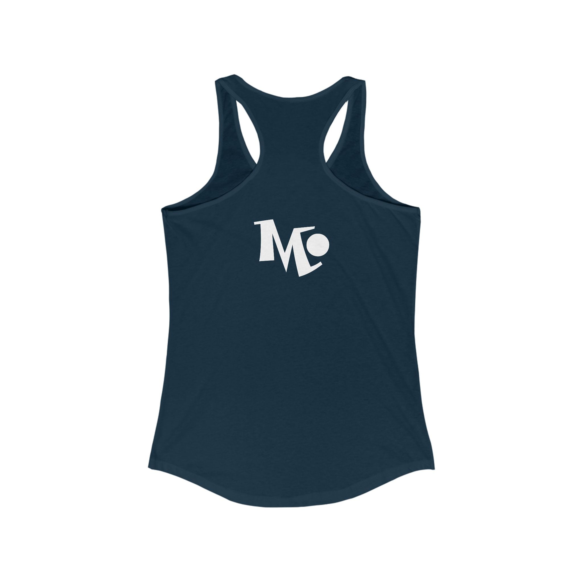 Microdahts Paint Logo Throw Back Ideal Women's Racerback Tank, Summer Fitness Shirt, Casual Athleisure Top, Gift for Active Women, Workout Wear, Vacation Apparel