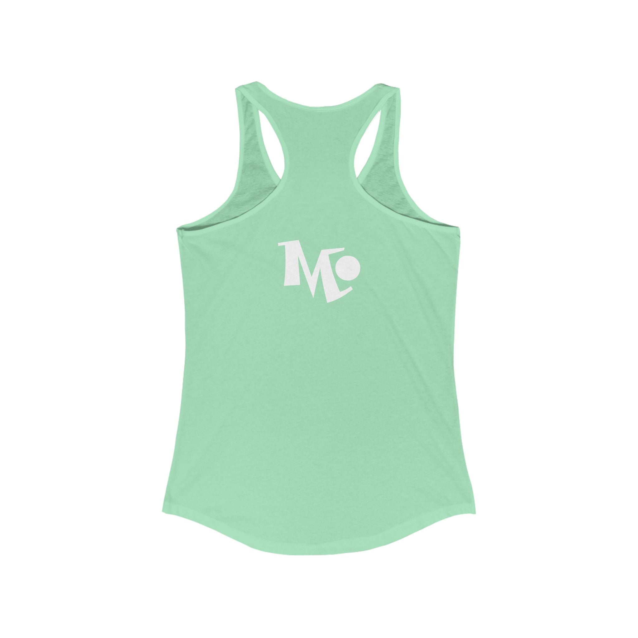 Microdahts Paint Logo Throw Back Ideal Women's Racerback Tank, Summer Fitness Shirt, Casual Athleisure Top, Gift for Active Women, Workout Wear, Vacation Apparel