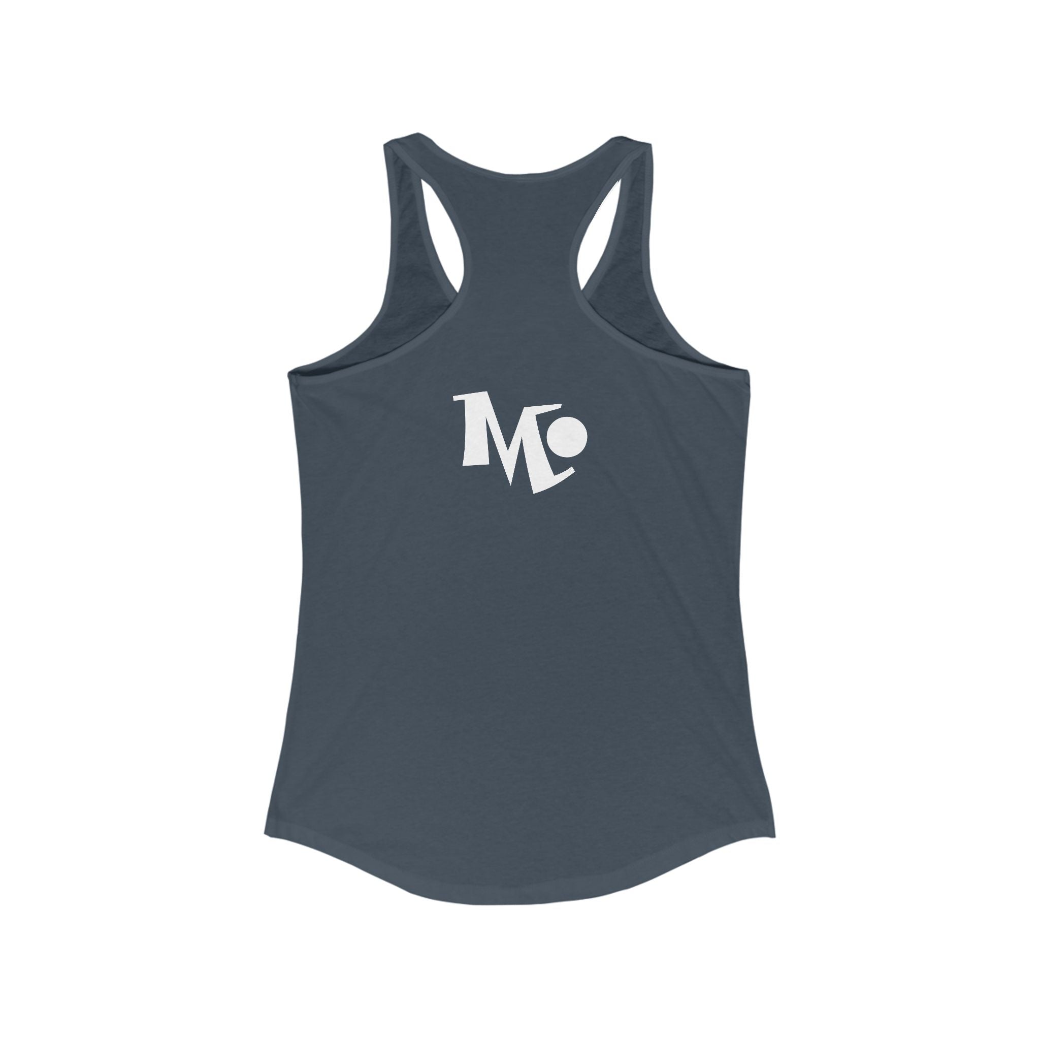 Microdahts Paint Logo Throw Back Ideal Women's Racerback Tank, Summer Fitness Shirt, Casual Athleisure Top, Gift for Active Women, Workout Wear, Vacation Apparel