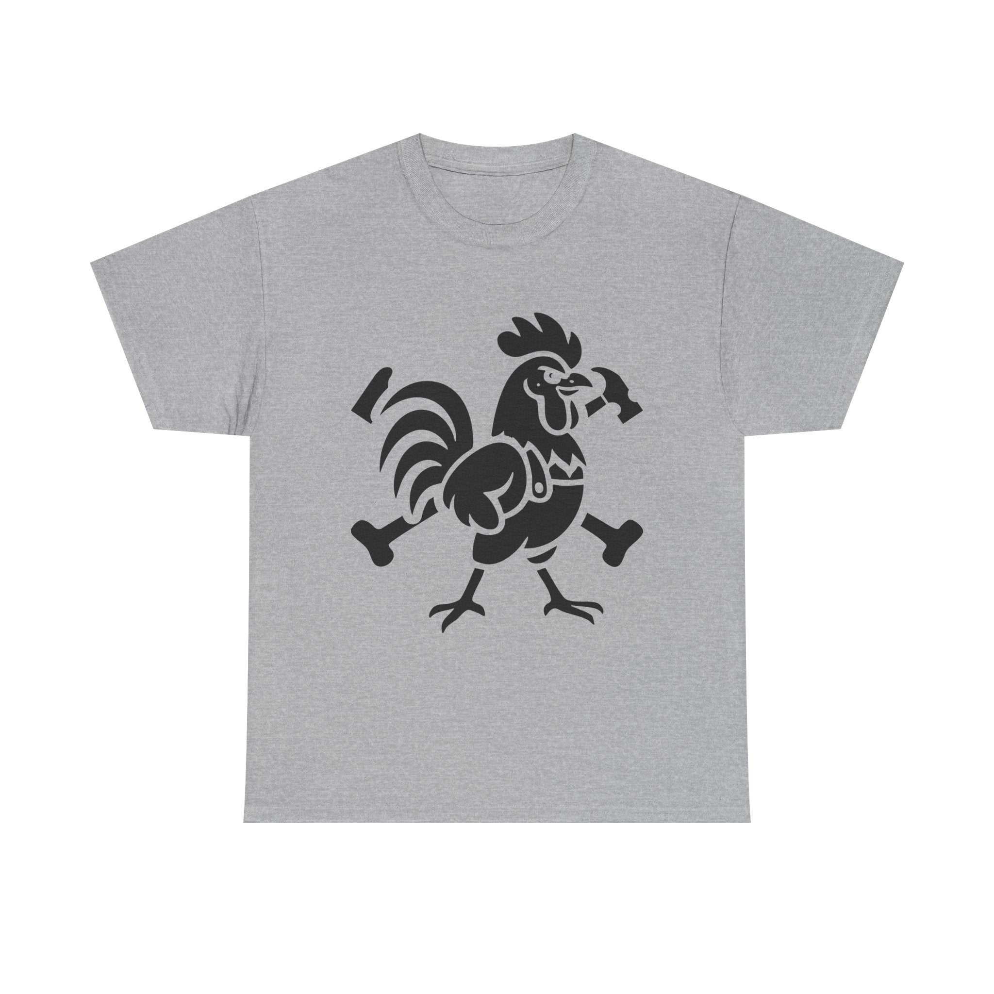 Hammered Rooster Graphic Tee, Unisex Heavy Cotton T-Shirt, Vintage Animal Print Shirt, Farmhouse Style Apparel, Casual Gift for Men and Women