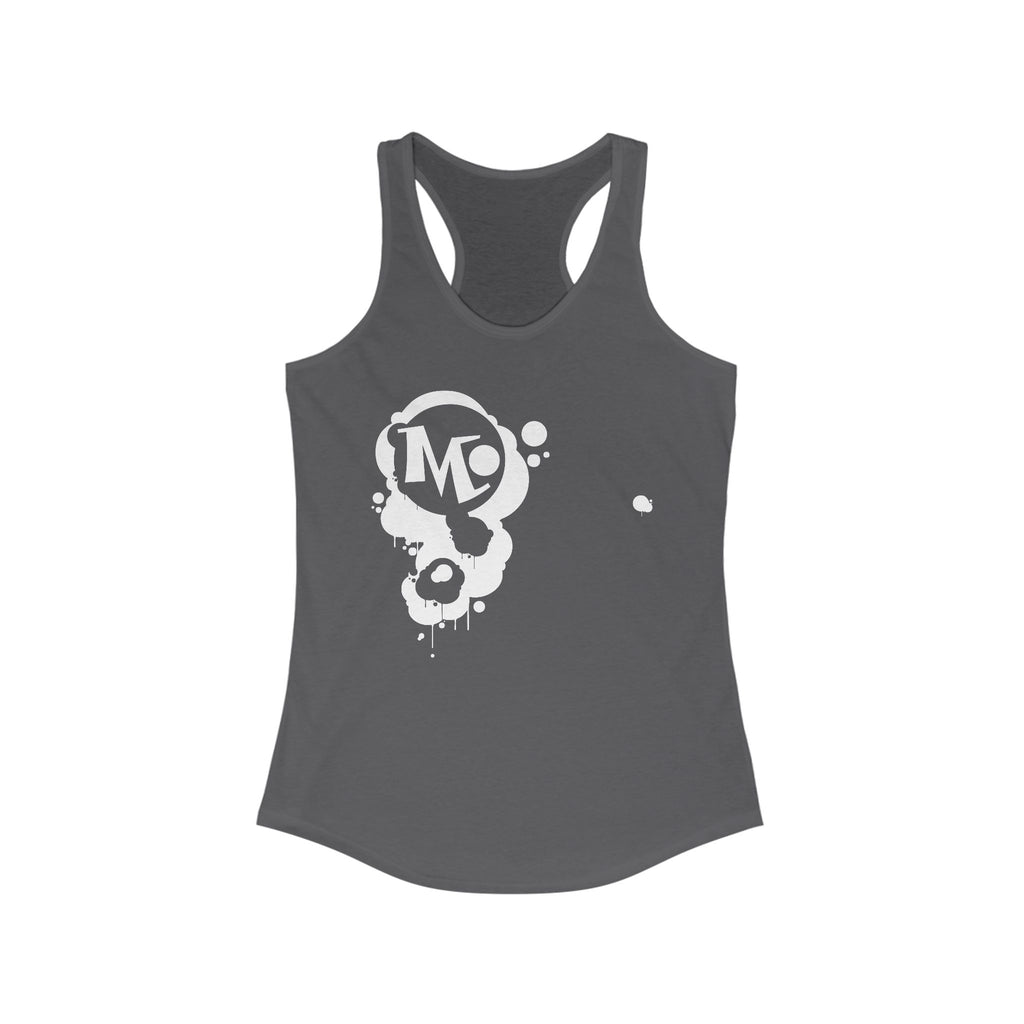 Microdahts Paint Logo Throw Back Ideal Women's Racerback Tank, Summer Fitness Shirt, Casual Athleisure Top, Gift for Active Women, Workout Wear, Vacation Apparel