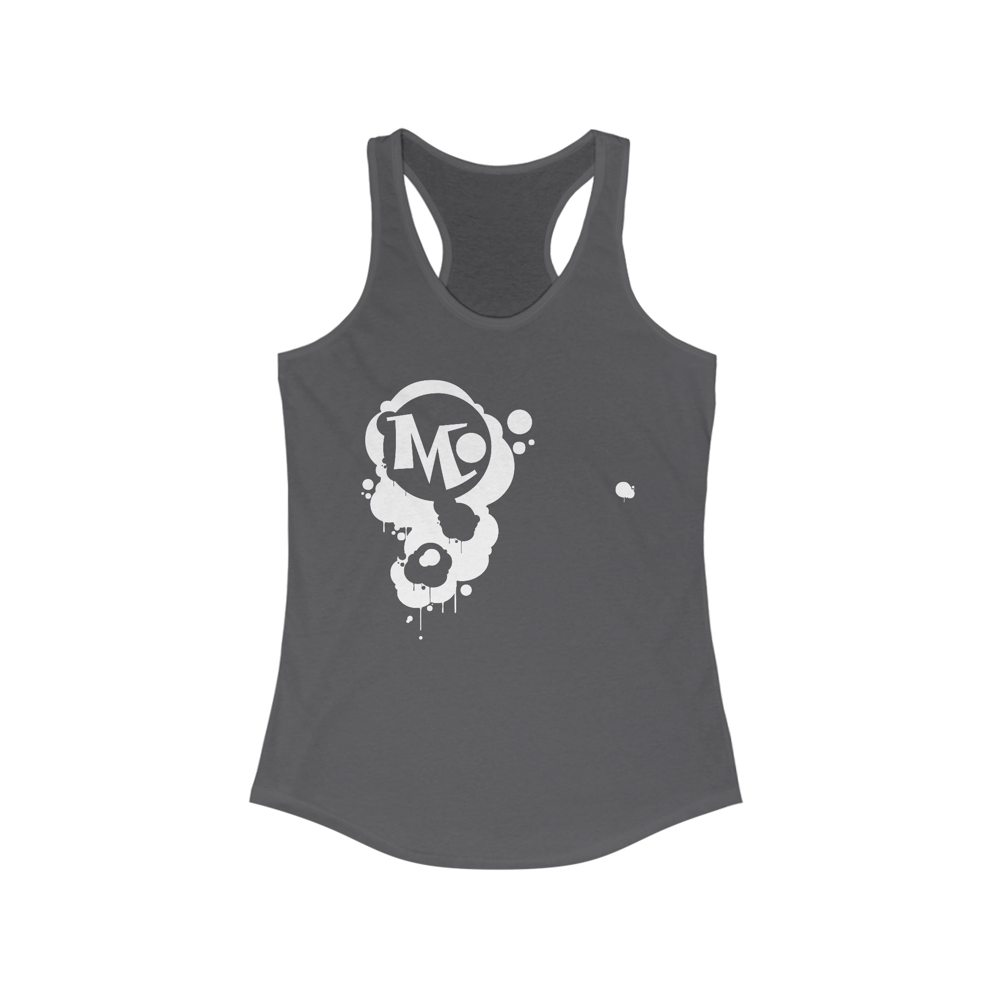 Microdahts Paint Logo Throw Back Ideal Women's Racerback Tank, Summer Fitness Shirt, Casual Athleisure Top, Gift for Active Women, Workout Wear, Vacation Apparel