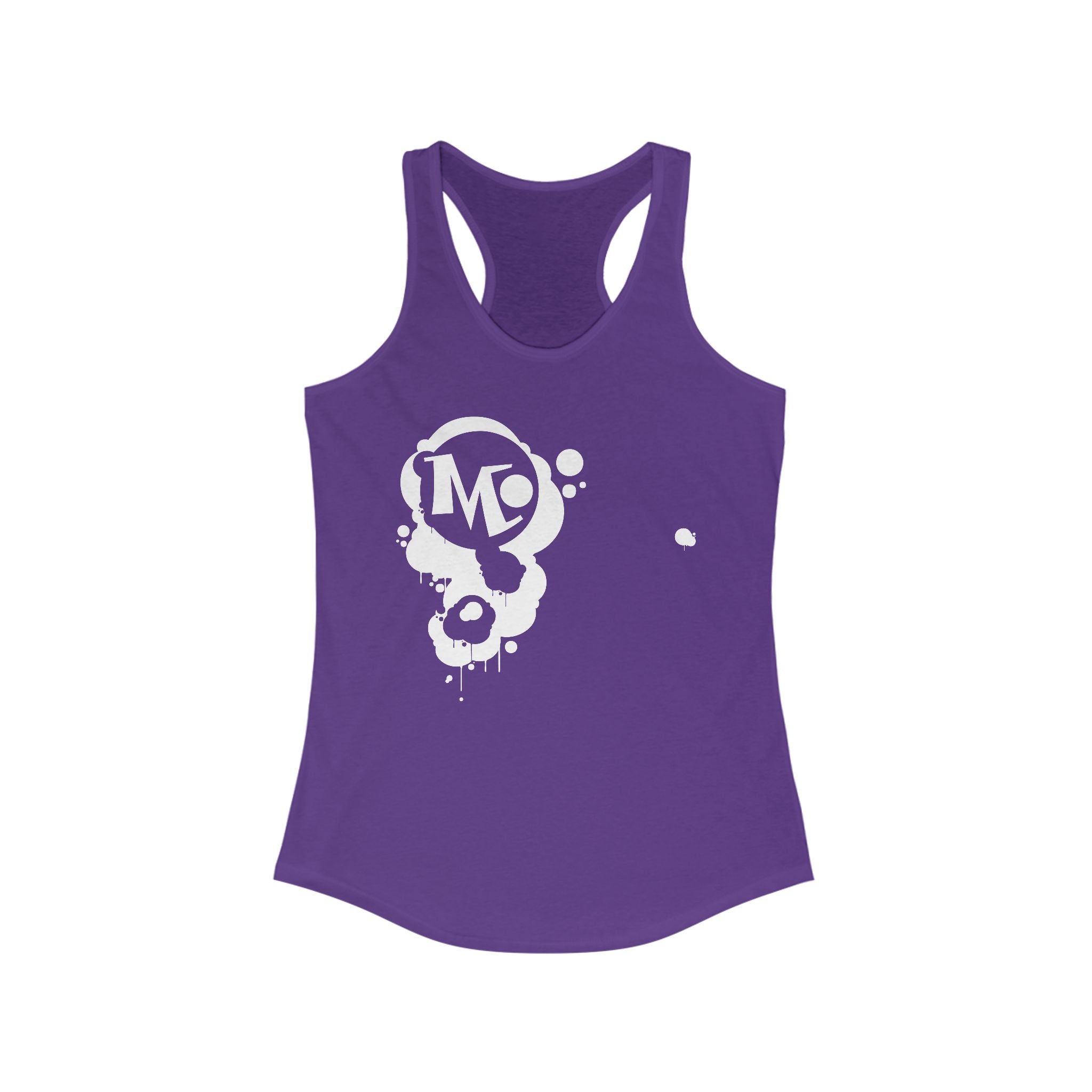 Microdahts Paint Logo Throw Back Ideal Women's Racerback Tank, Summer Fitness Shirt, Casual Athleisure Top, Gift for Active Women, Workout Wear, Vacation Apparel