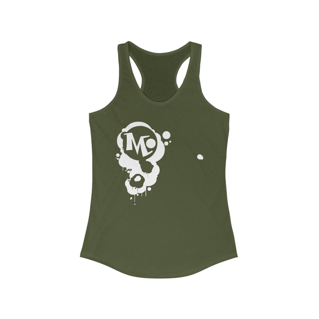 Microdahts Paint Logo Throw Back Ideal Women's Racerback Tank, Summer Fitness Shirt, Casual Athleisure Top, Gift for Active Women, Workout Wear, Vacation Apparel