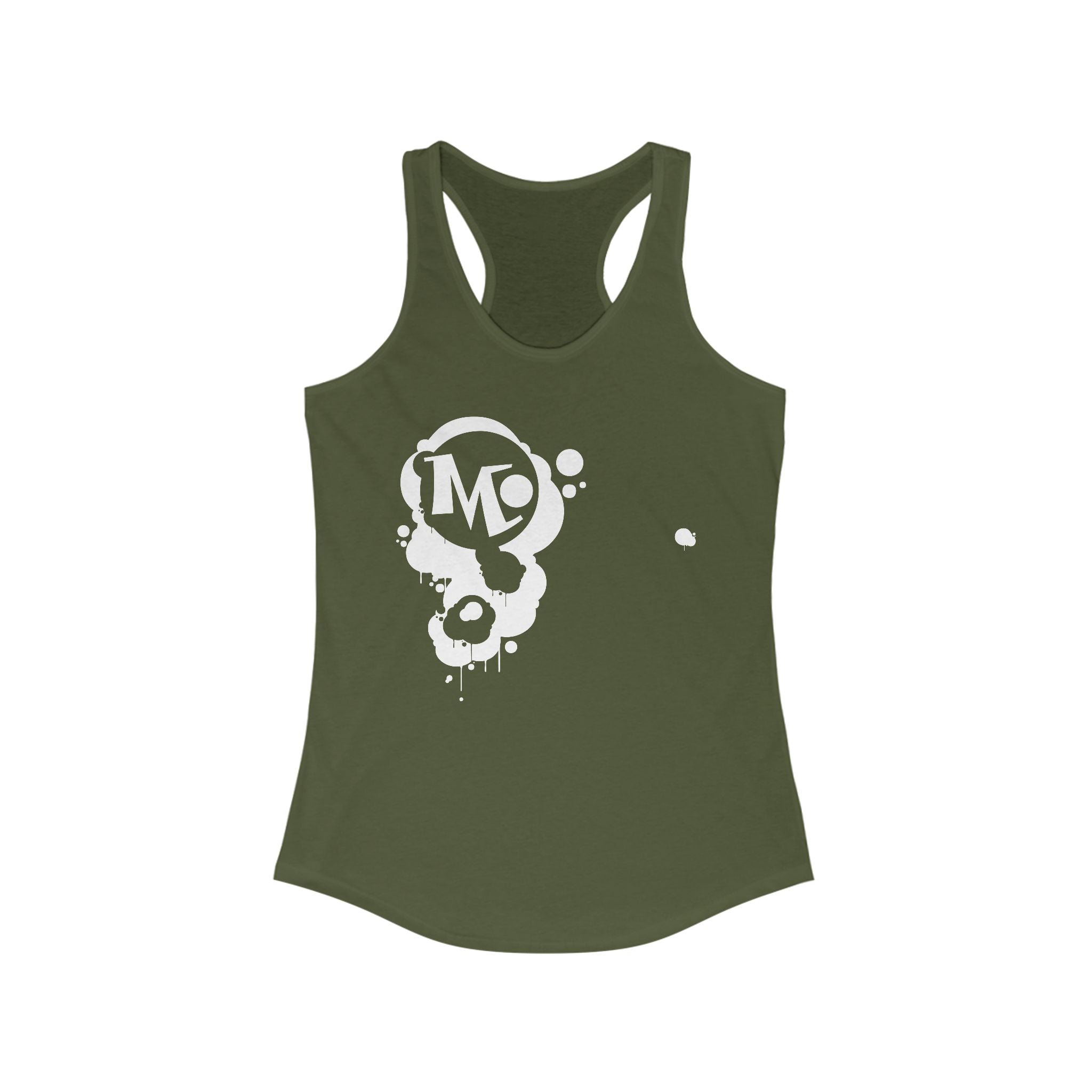 Microdahts Paint Logo Throw Back Ideal Women's Racerback Tank, Summer Fitness Shirt, Casual Athleisure Top, Gift for Active Women, Workout Wear, Vacation Apparel