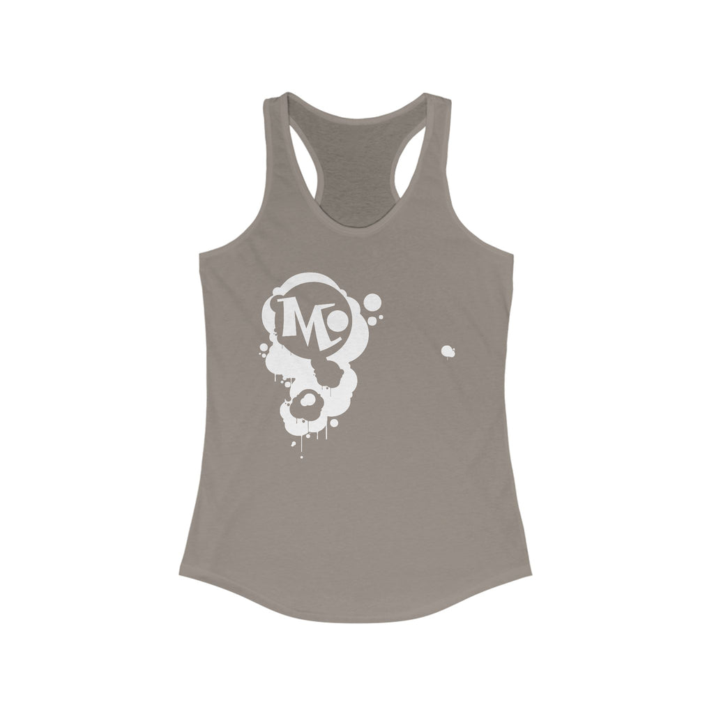 Microdahts Paint Logo Throw Back Ideal Women's Racerback Tank, Summer Fitness Shirt, Casual Athleisure Top, Gift for Active Women, Workout Wear, Vacation Apparel