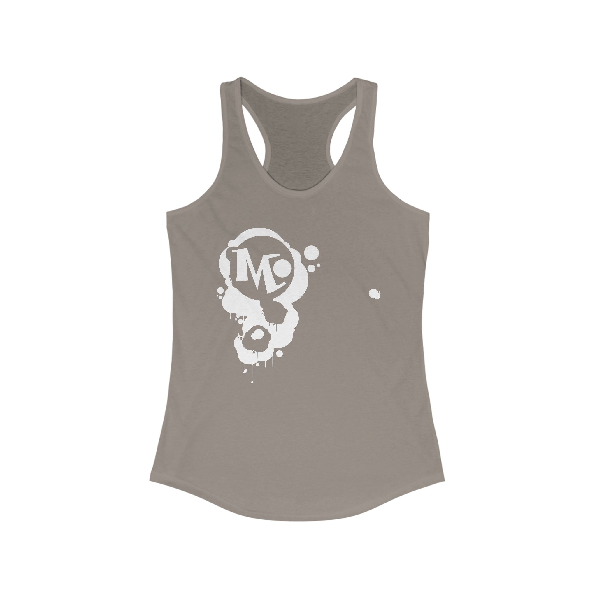 Microdahts Paint Logo Throw Back Ideal Women's Racerback Tank, Summer Fitness Shirt, Casual Athleisure Top, Gift for Active Women, Workout Wear, Vacation Apparel