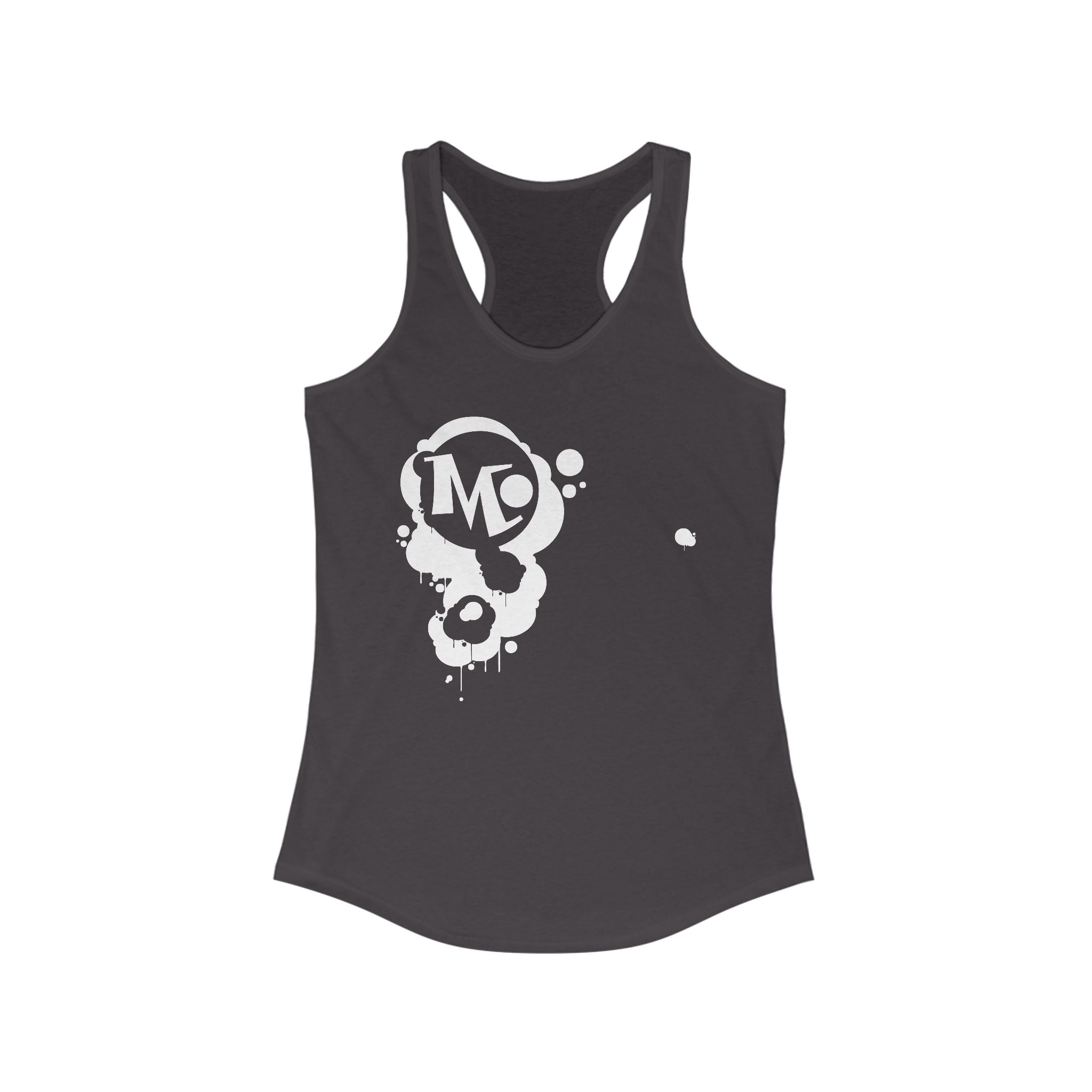 Microdahts Paint Logo Throw Back Ideal Women's Racerback Tank, Summer Fitness Shirt, Casual Athleisure Top, Gift for Active Women, Workout Wear, Vacation Apparel