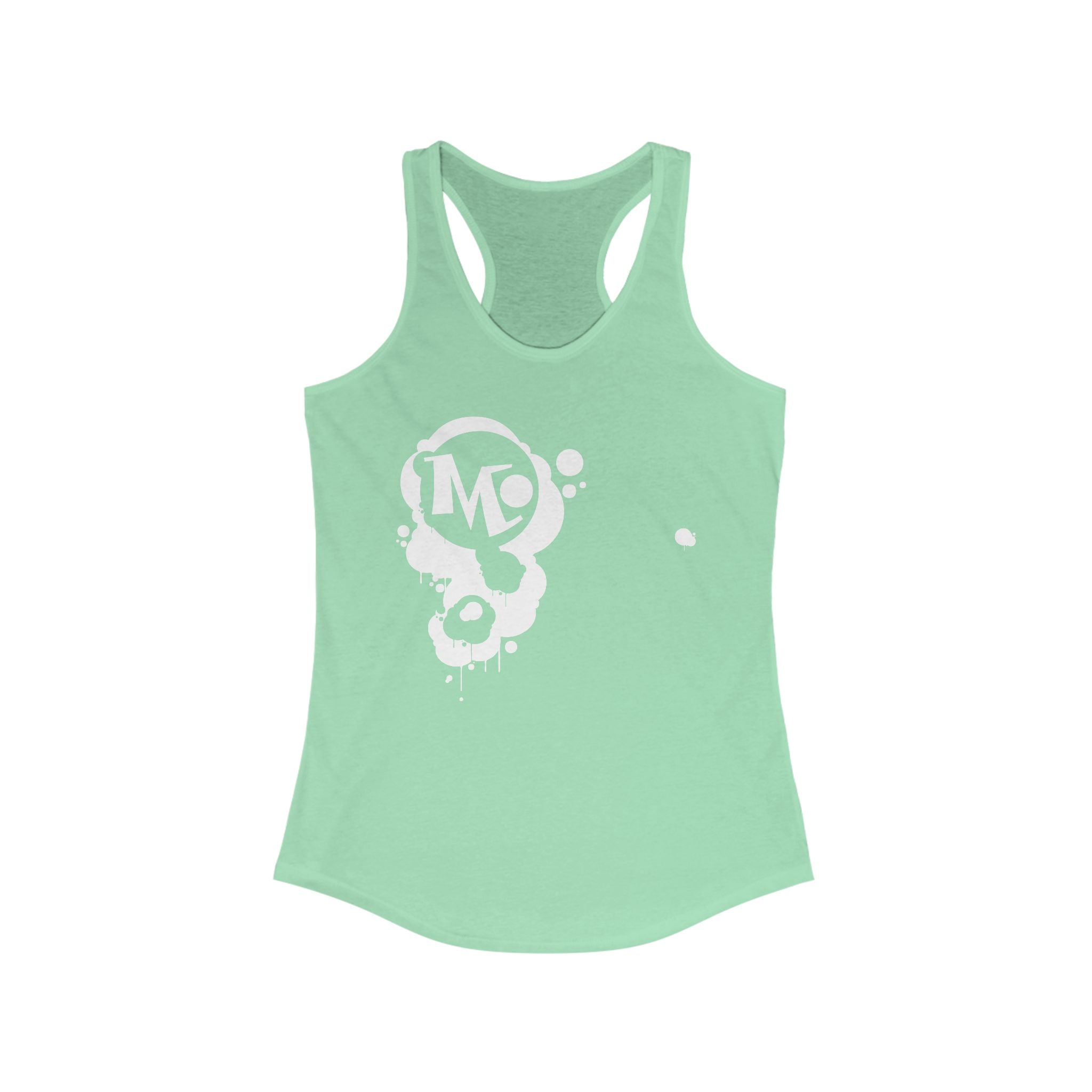 Microdahts Paint Logo Throw Back Ideal Women's Racerback Tank, Summer Fitness Shirt, Casual Athleisure Top, Gift for Active Women, Workout Wear, Vacation Apparel