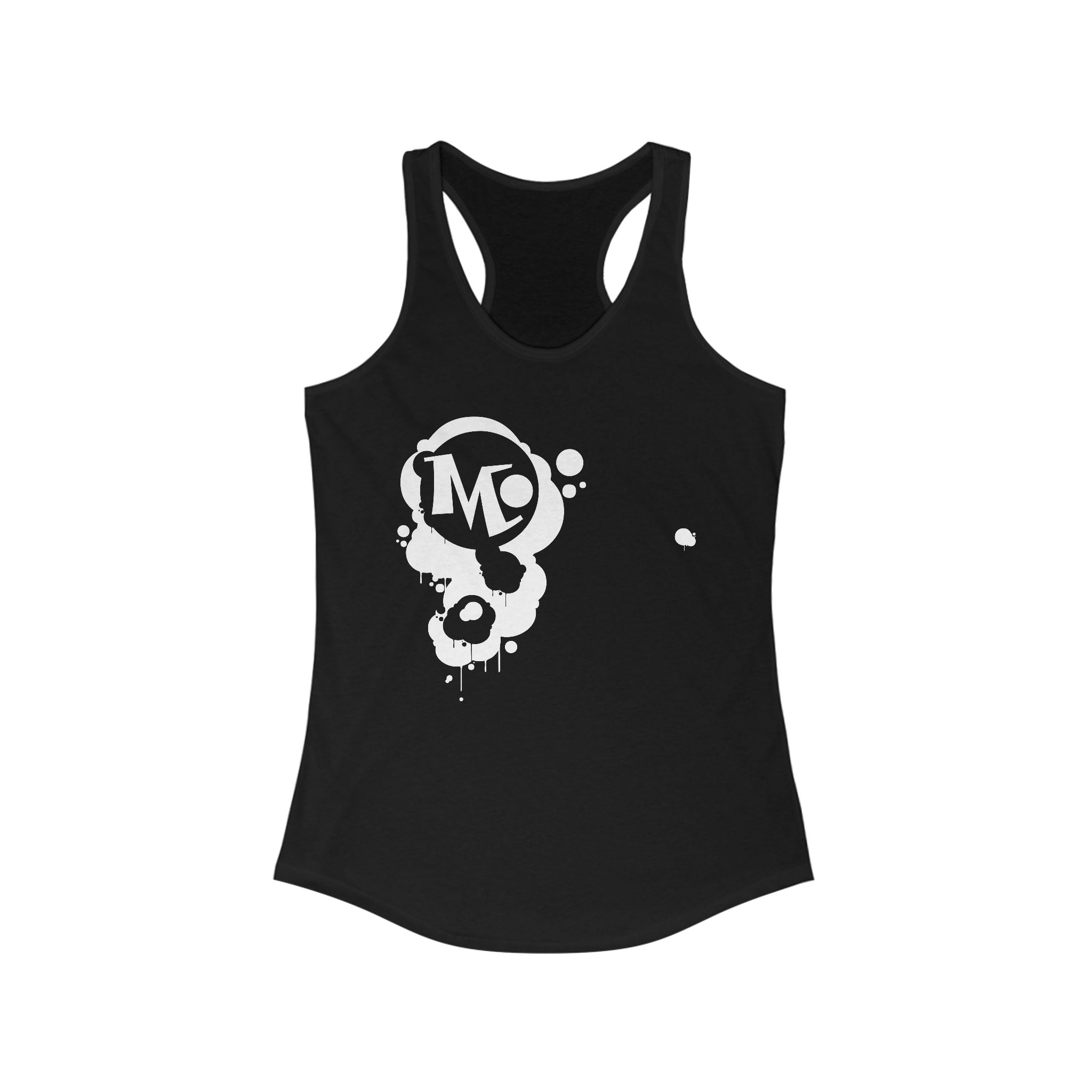 Microdahts Paint Logo Throw Back Ideal Women's Racerback Tank, Summer Fitness Shirt, Casual Athleisure Top, Gift for Active Women, Workout Wear, Vacation Apparel