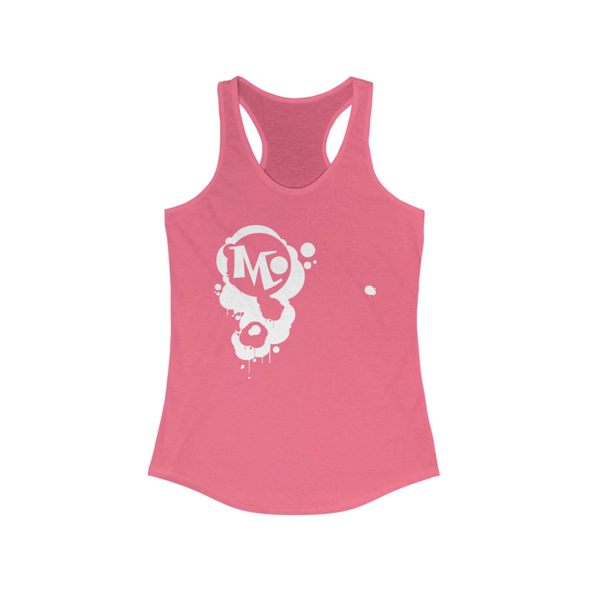 Microdahts Paint Logo Throw Back Ideal Women's Racerback Tank, Summer Fitness Shirt, Casual Athleisure Top, Gift for Active Women, Workout Wear, Vacation Apparel