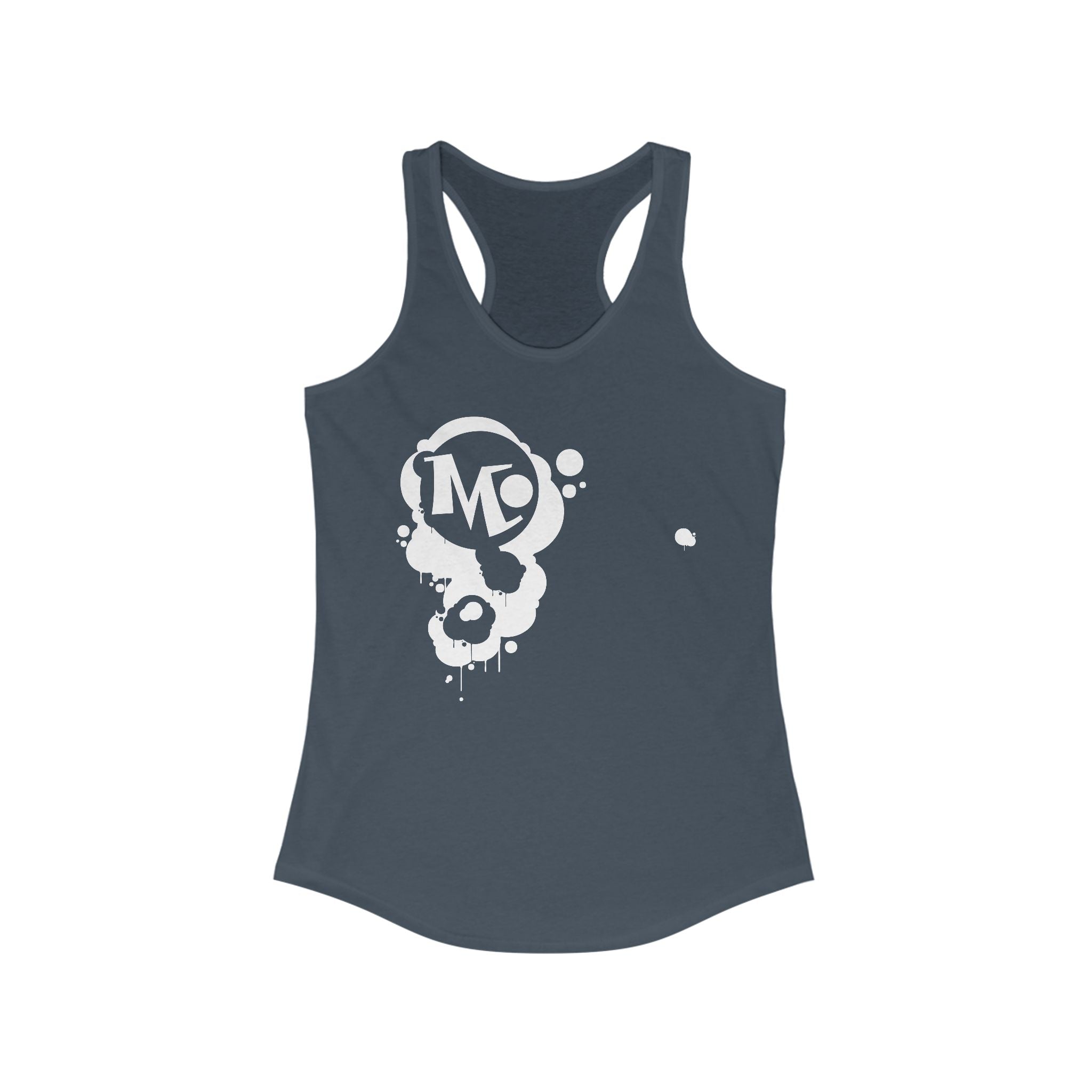 Microdahts Paint Logo Throw Back Ideal Women's Racerback Tank, Summer Fitness Shirt, Casual Athleisure Top, Gift for Active Women, Workout Wear, Vacation Apparel