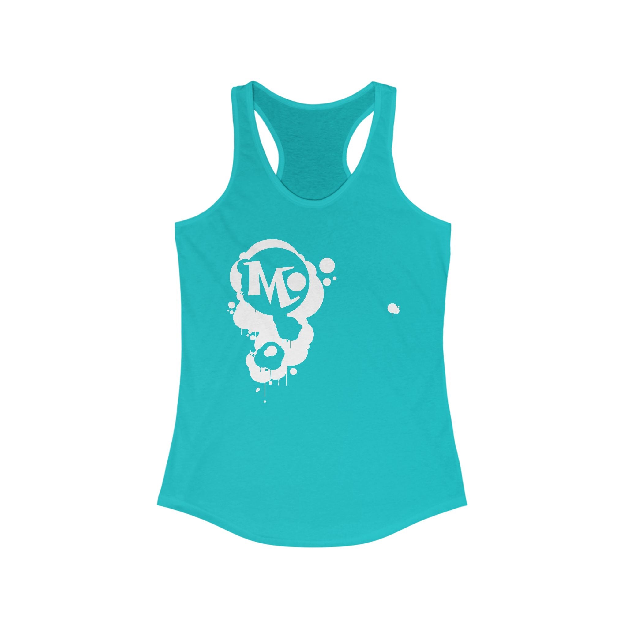 Microdahts Paint Logo Throw Back Ideal Women's Racerback Tank, Summer Fitness Shirt, Casual Athleisure Top, Gift for Active Women, Workout Wear, Vacation Apparel
