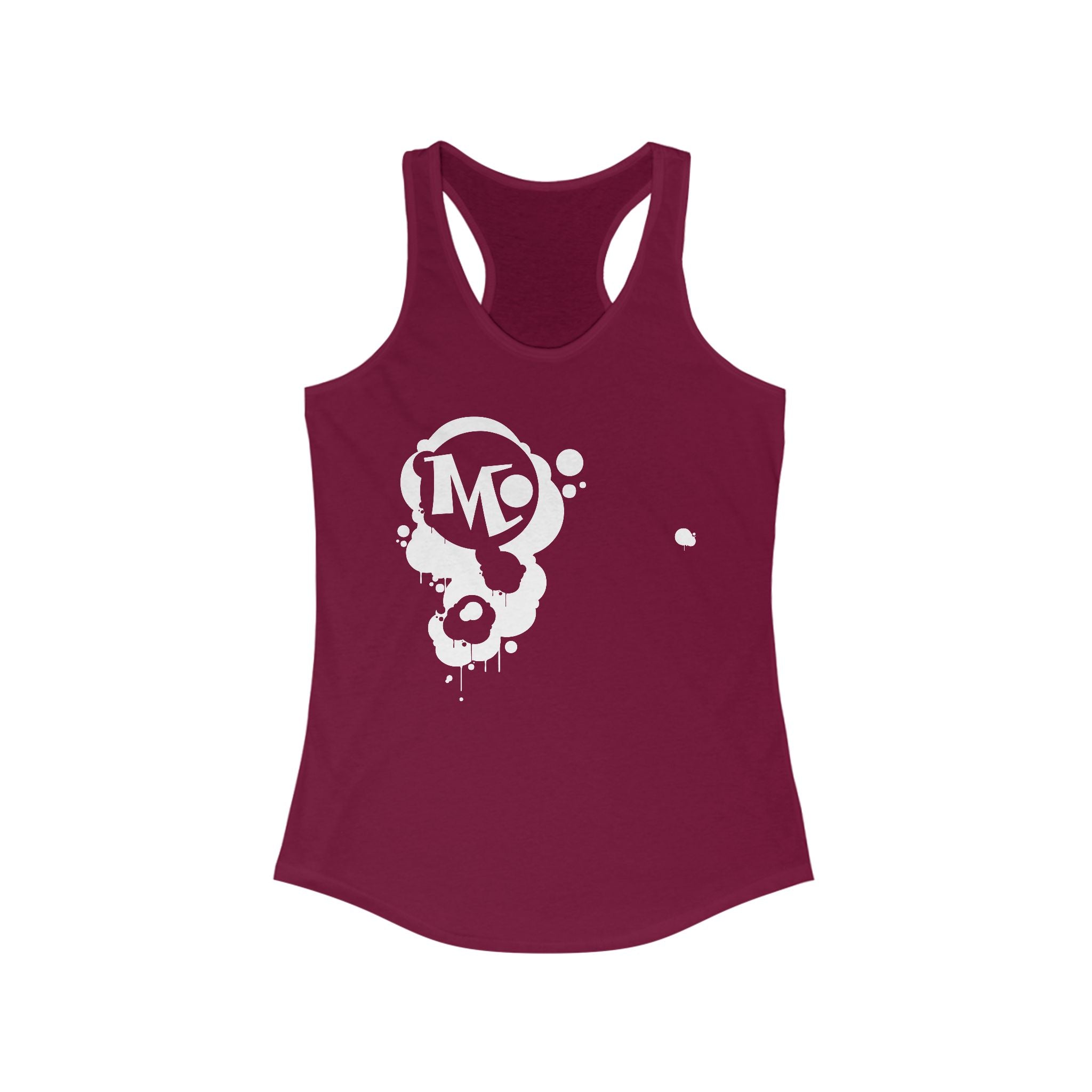Microdahts Paint Logo Throw Back Ideal Women's Racerback Tank, Summer Fitness Shirt, Casual Athleisure Top, Gift for Active Women, Workout Wear, Vacation Apparel