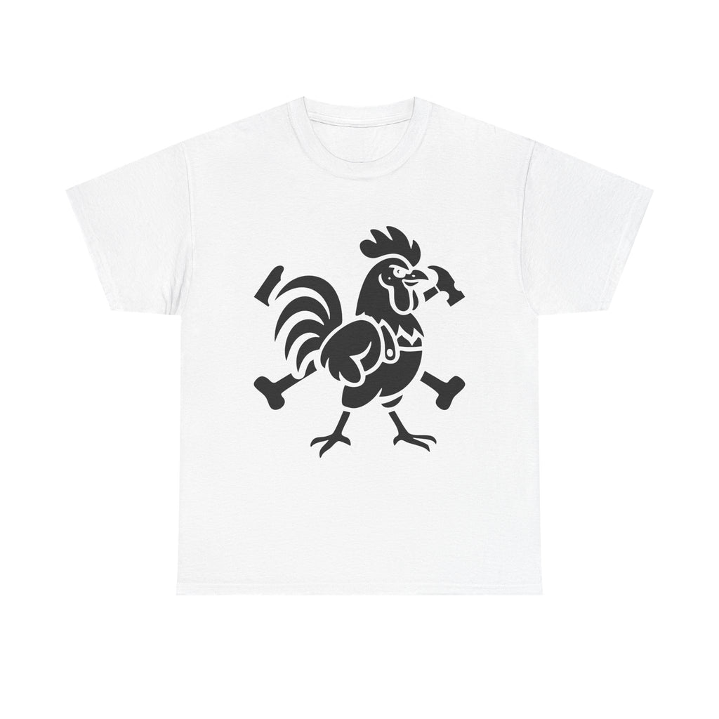 Hammered Rooster Graphic Tee, Unisex Heavy Cotton T-Shirt, Vintage Animal Print Shirt, Farmhouse Style Apparel, Casual Gift for Men and Women