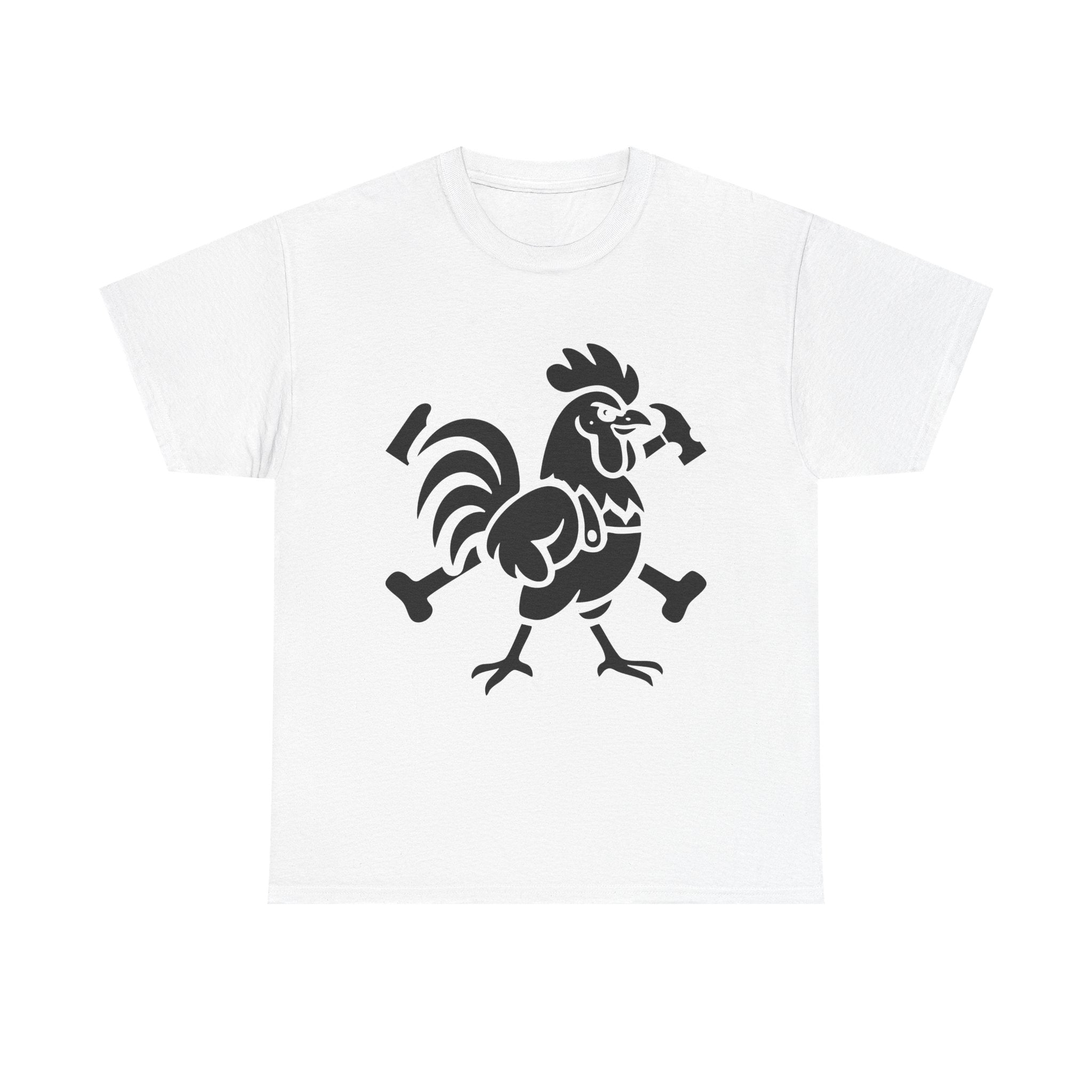 Hammered Rooster Graphic Tee, Unisex Heavy Cotton T-Shirt, Vintage Animal Print Shirt, Farmhouse Style Apparel, Casual Gift for Men and Women