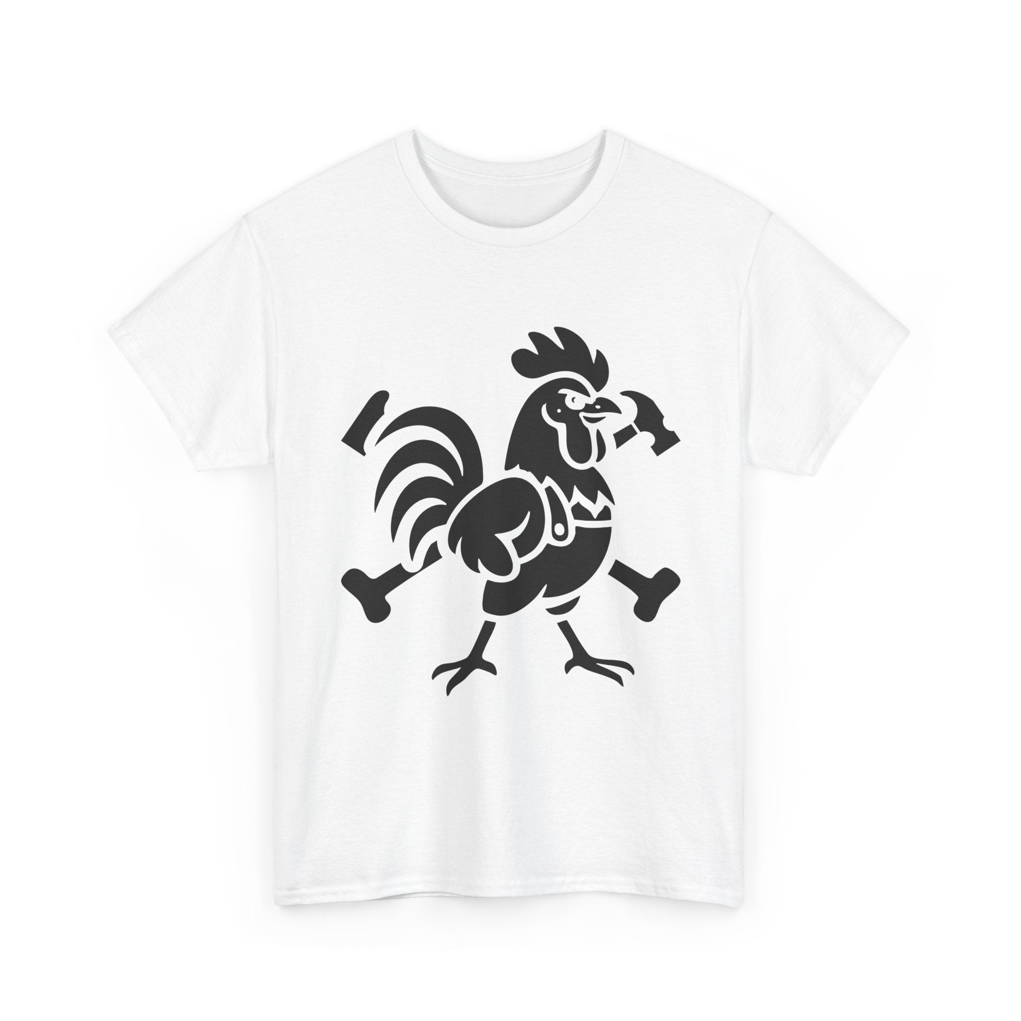 Hammered Rooster Graphic Tee, Unisex Heavy Cotton T-Shirt, Vintage Animal Print Shirt, Farmhouse Style Apparel, Casual Gift for Men and Women